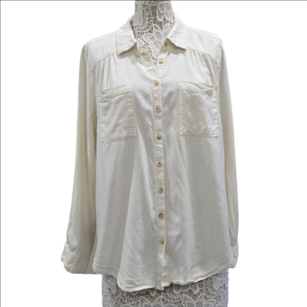 Torrid Linen Blend Button Down Shirt Sz 0
